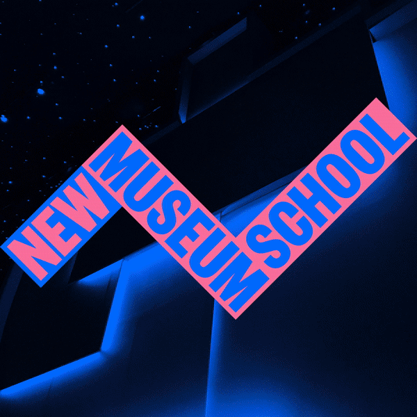 A flashing gif with changing backgrounds, text reads: New Museum School